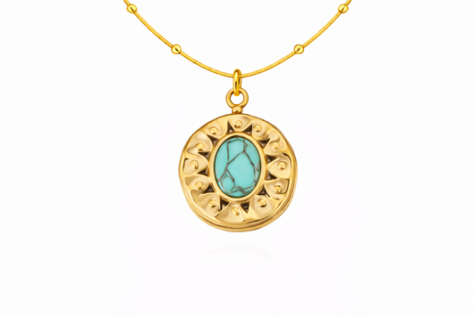 Turquoise Oval Medallion Necklace
