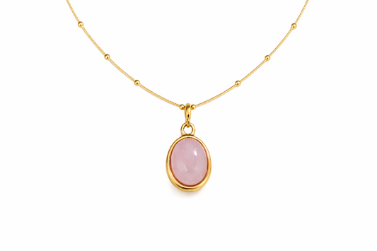 Rose Quartz Oval Pendant Necklace