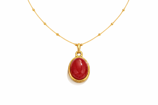 Red Agate Oval Pendant Necklace