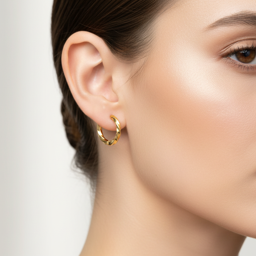 Gold Twisted Hoop Earrings