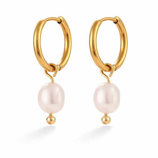 Gold Freshwater Pearl Drop Earrings