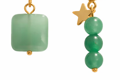 Gold Asymmetrical Aquamarine Earrings