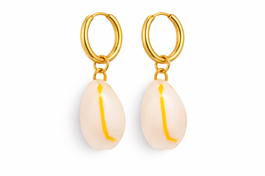 Shell Drop Huggie Earrings