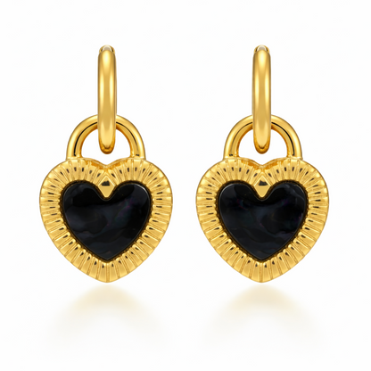Natural Reversible Shell Heart Huggie Earrings