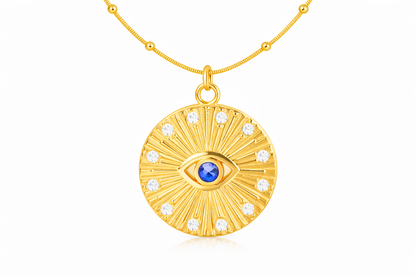 Gold Evil Eye Sunburst Necklace