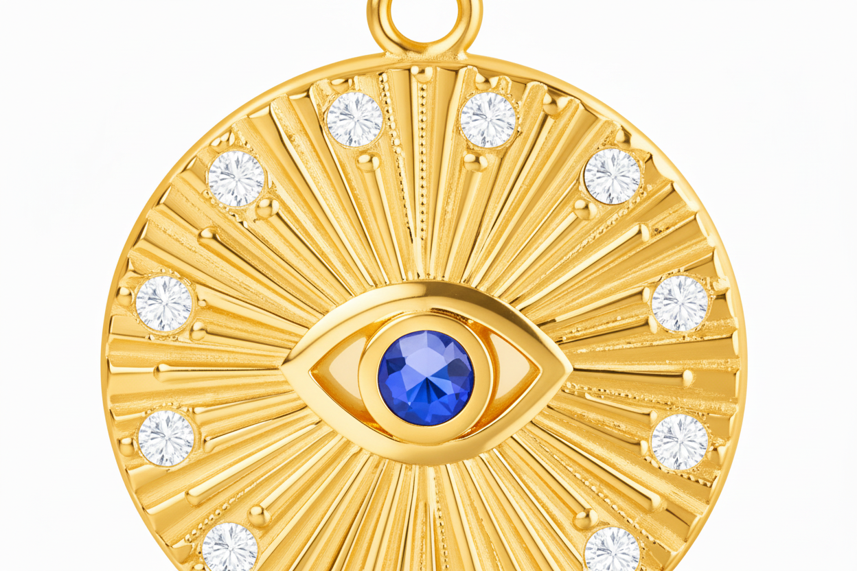 Gold Evil Eye Sunburst Necklace