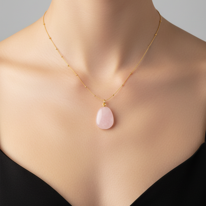 Rose Quartz Drop Necklace