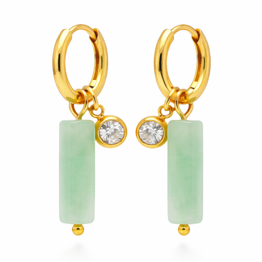 Aquamarine Stone Hoop Earrings