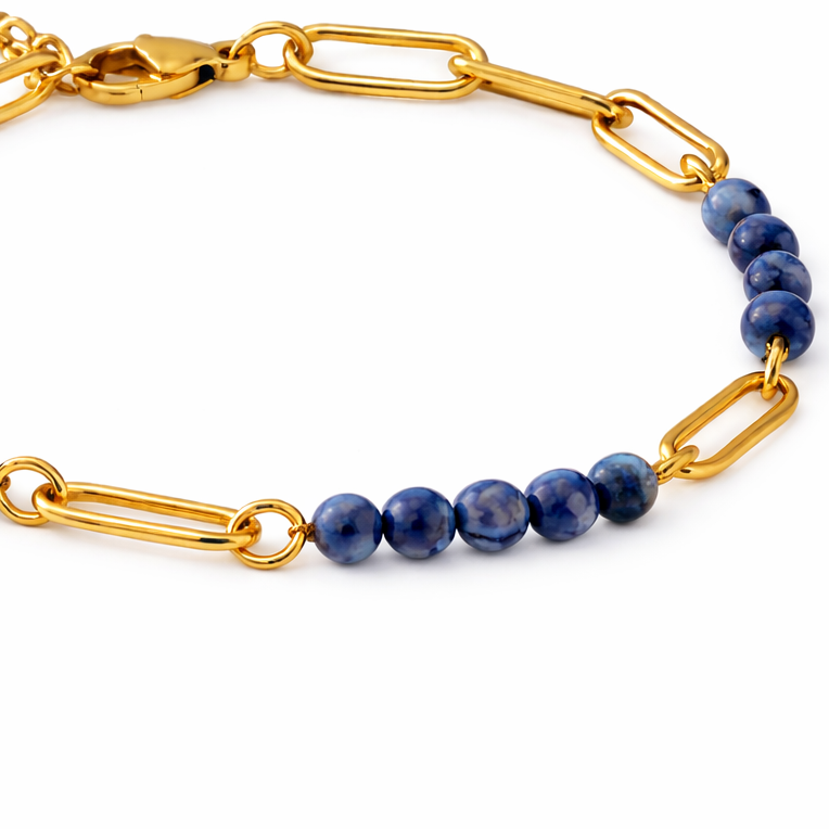 Gold Sodalite Chain Bracelet