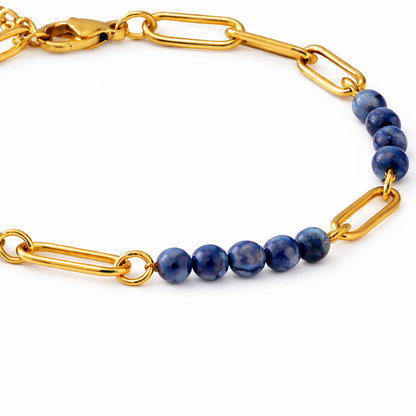 Gold Sodalite Chain Bracelet