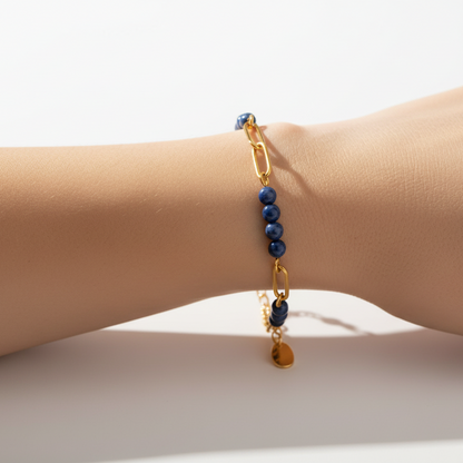 Gold Sodalite Chain Bracelet
