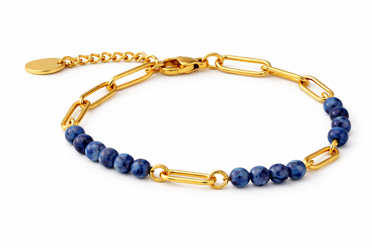 Gold Sodalite Chain Bracelet
