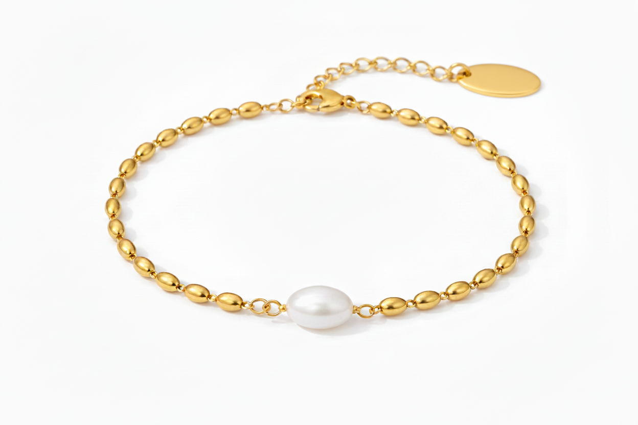Gold Freshwater Pearl Bracelet