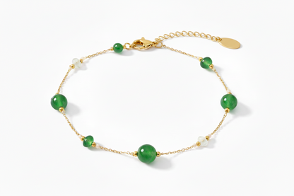 Aventurine Stone Bead Chain Bracelet