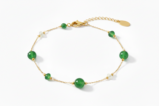 Aventurine Stone Bead Chain Bracelet