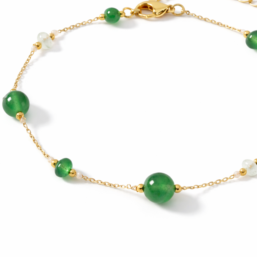 Aventurine Stone Bead Chain Bracelet