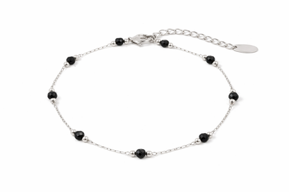 Black Obsidian Bead Chain Bracelet