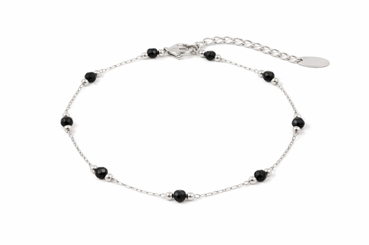 Black Obsidian Bead Chain Bracelet