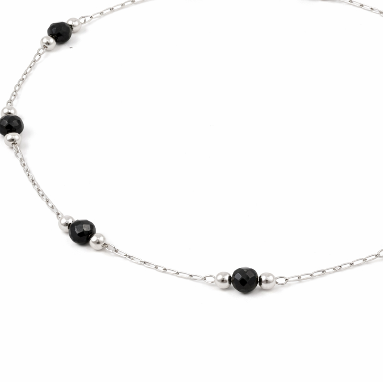 Black Obsidian Bead Chain Bracelet