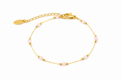 Rose Quartz Bead Chain Bracelet