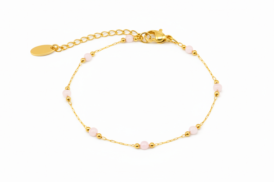 Rose Quartz Bead Chain Bracelet