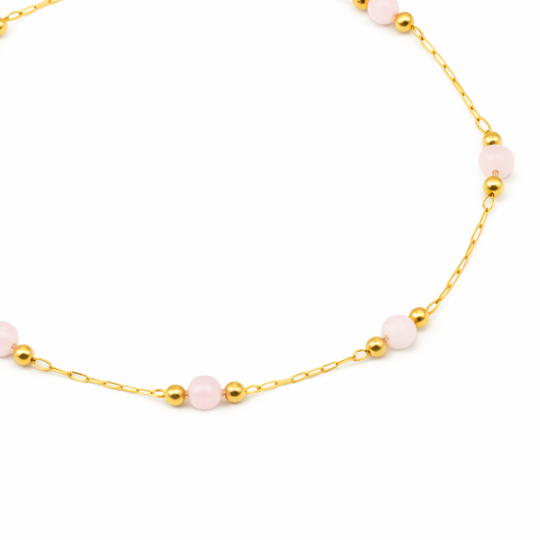 Rose Quartz Bead Chain Bracelet