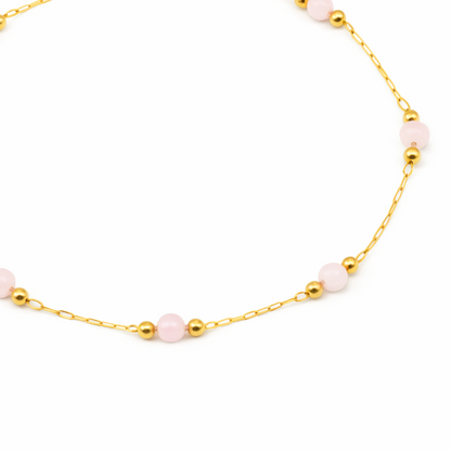 Rose Quartz Bead Chain Bracelet