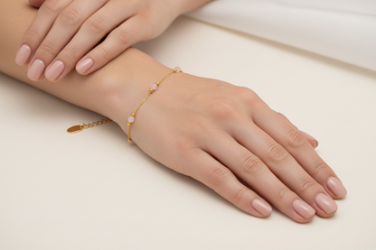 Rose Quartz Bead Chain Bracelet
