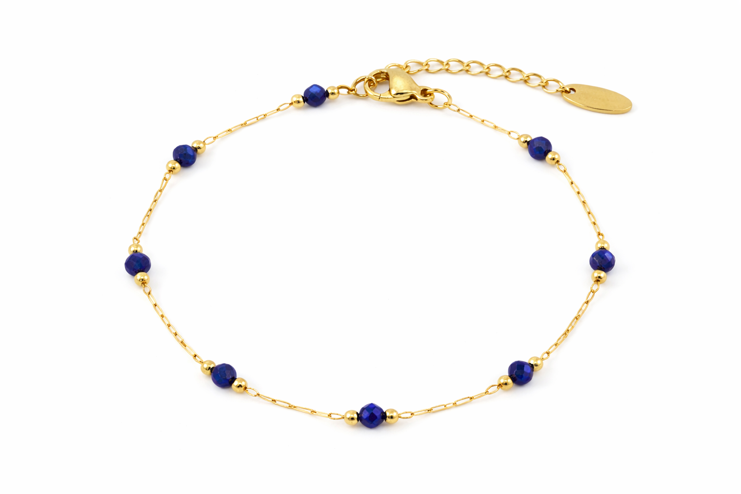 Gold Lapis Chain Bracelet