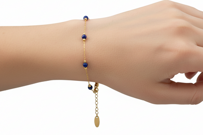 Gold Lapis Chain Bracelet