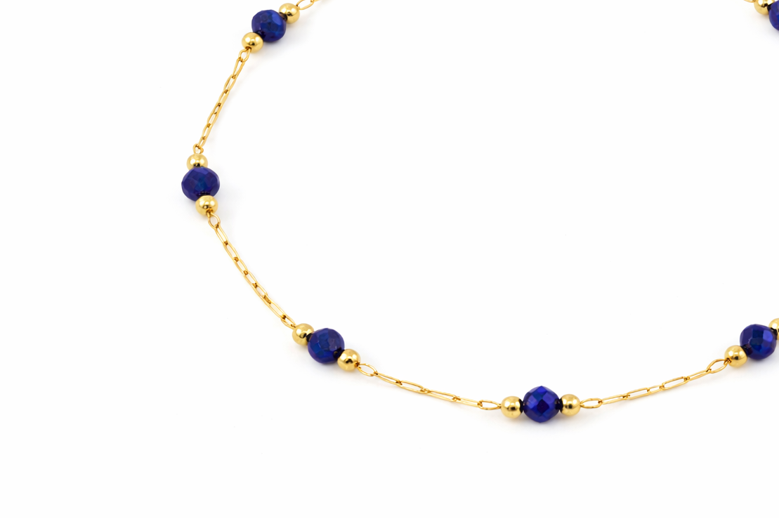 Gold Lapis Chain Bracelet