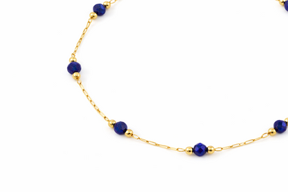 Gold Lapis Chain Bracelet