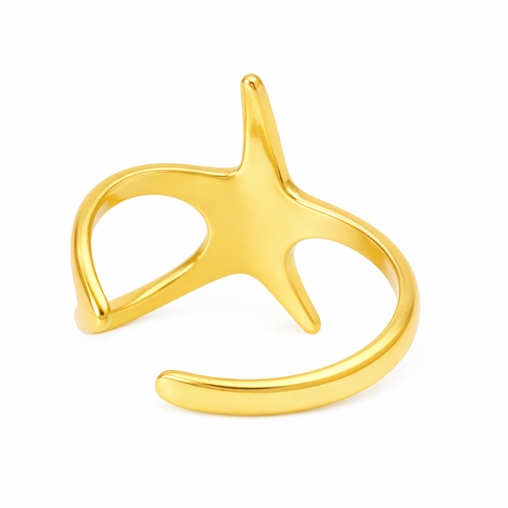 Gold Starfish Open Ring