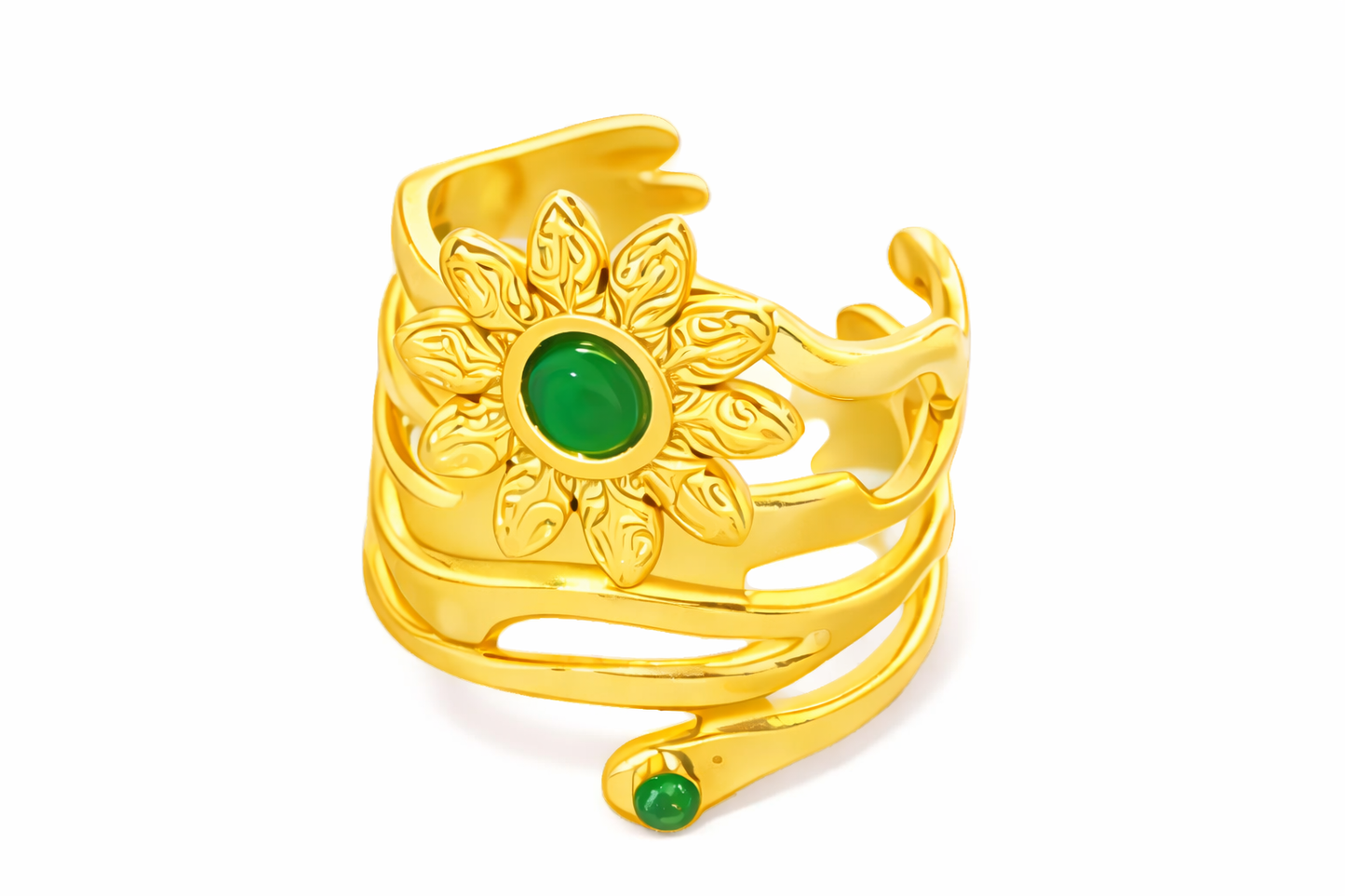 Gold Sunflower Open Ring