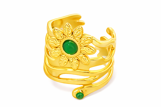 Gold Sunflower Open Ring
