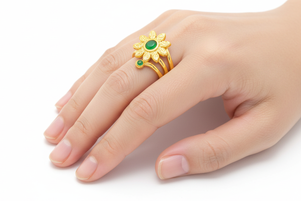 Gold Sunflower Open Ring