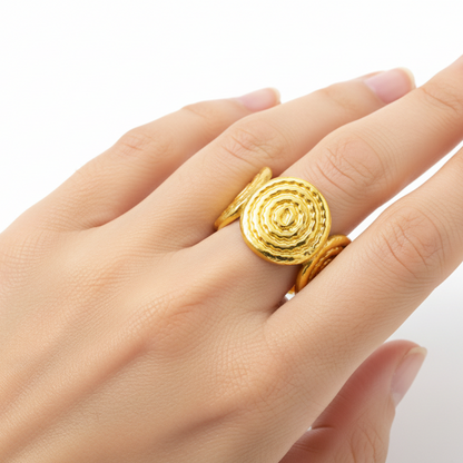 Gold Spiral Circle Ring