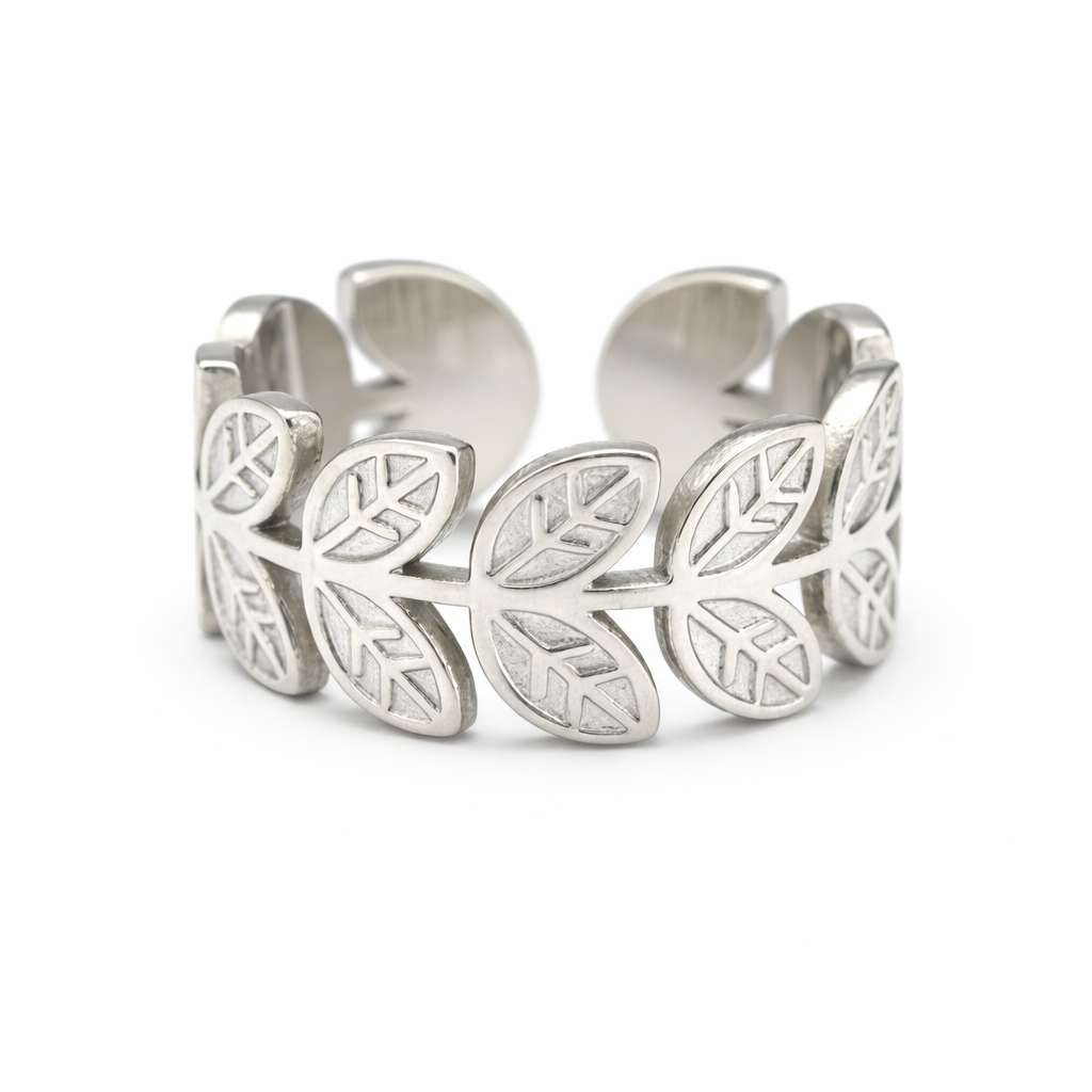 Geometric Silver Leaf Ring