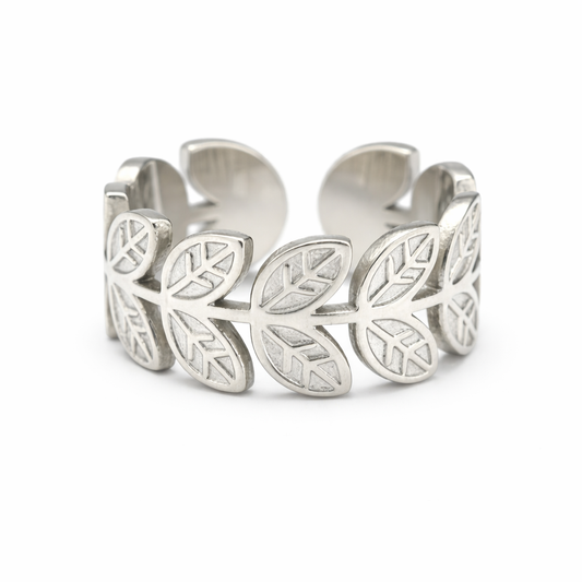 Geometric Silver Leaf Ring