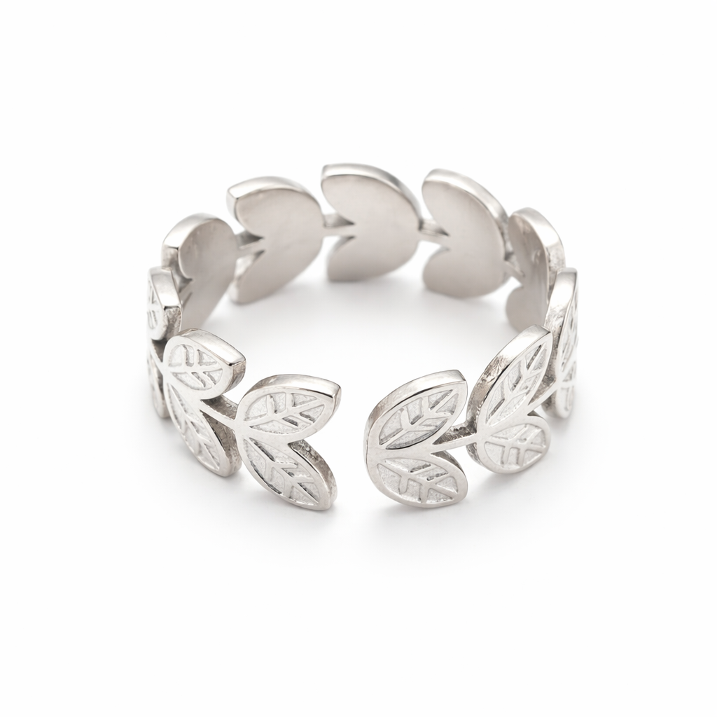 Geometric Silver Leaf Ring