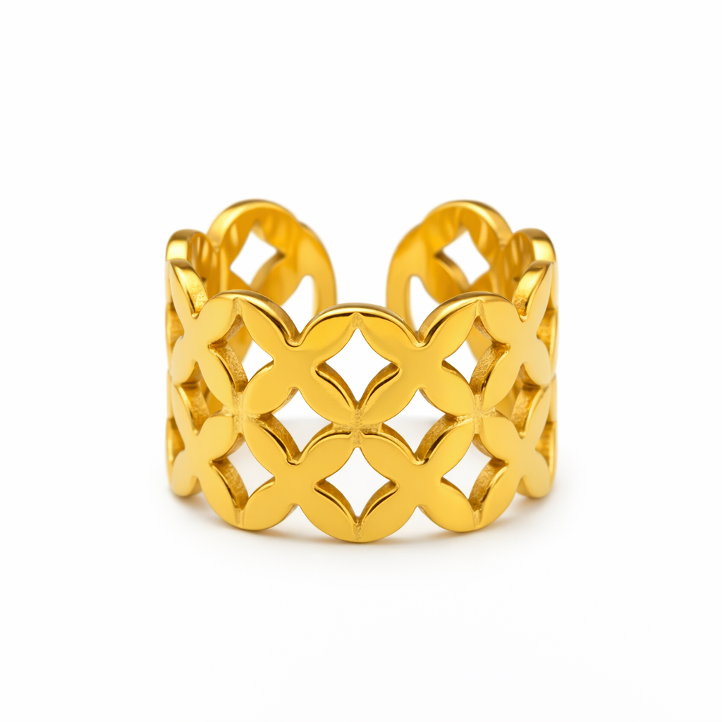 Gold Retro Cutout Ring