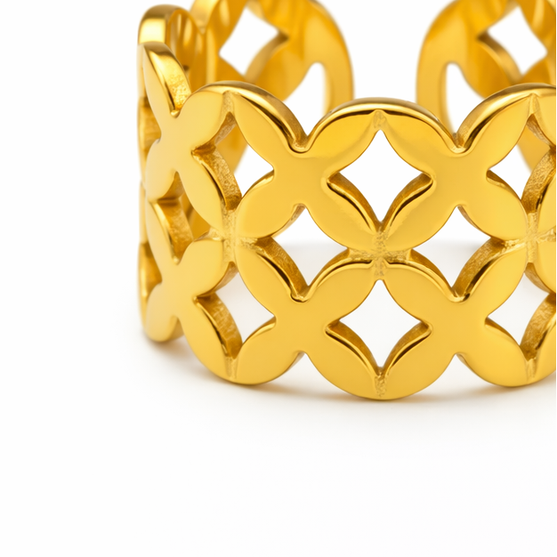 Gold Retro Cutout Ring