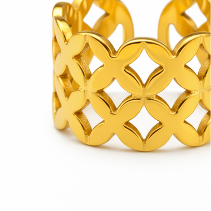 Gold Retro Cutout Ring