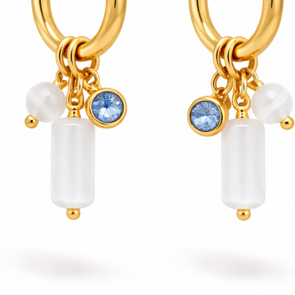 Gold Milky Quartz Crystal Hoop Earrings