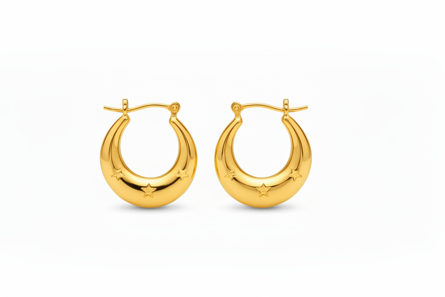 Celestial Gold Crescent Hoop Earrings