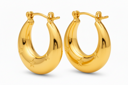 Celestial Gold Crescent Hoop Earrings