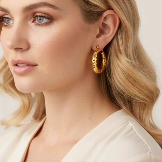 Hammered Gold Hoops