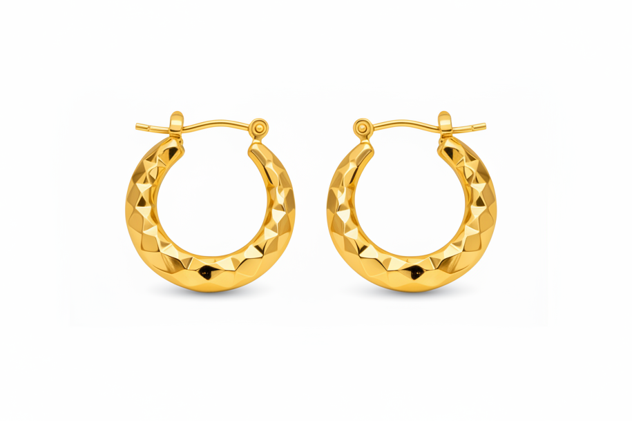 Hammered Gold Hoops