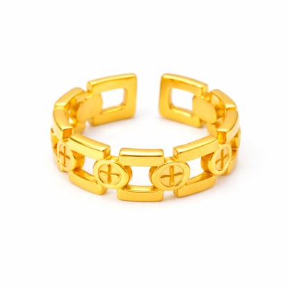 Gold Geometric Pattern Ring
