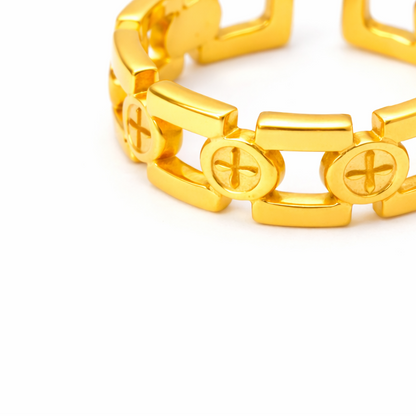 Gold Geometric Pattern Ring